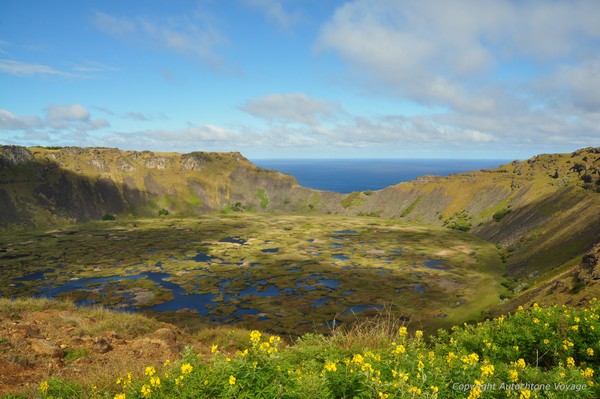 Le cratère du Volcan Rano Kau - Ile de Pâques